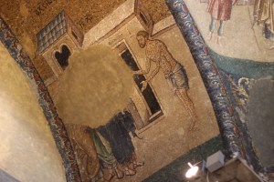 Healing a leper. He doesn't look so good, does he?